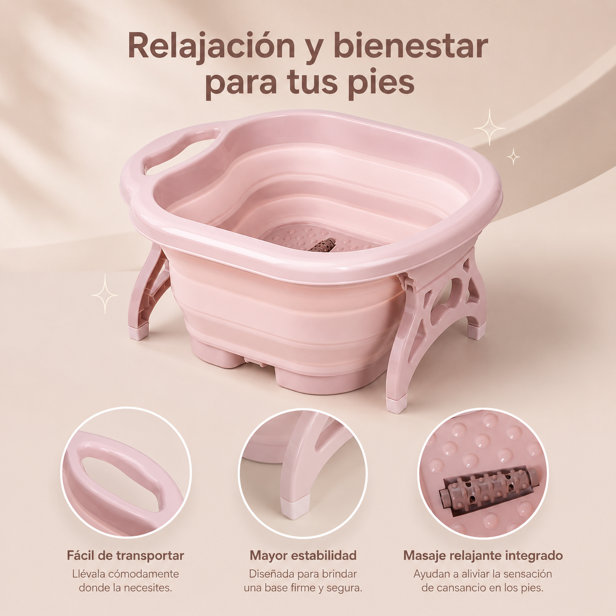 Tina Portátil con Masajeador para Pies